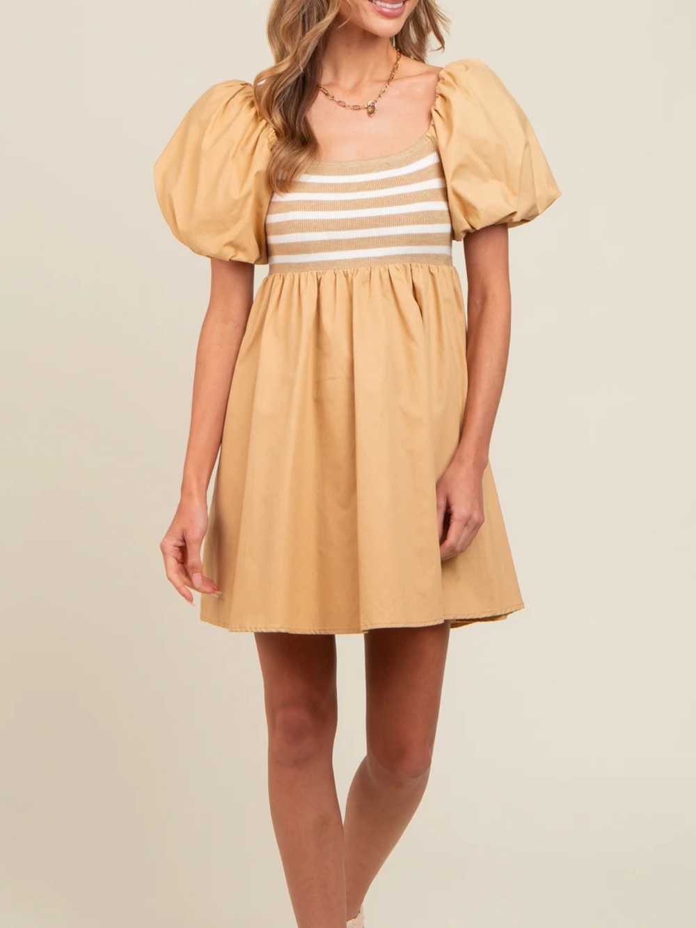 NWTS One Loved Babe Women’s LARGE Puff Sleeve Striped babydoll dress